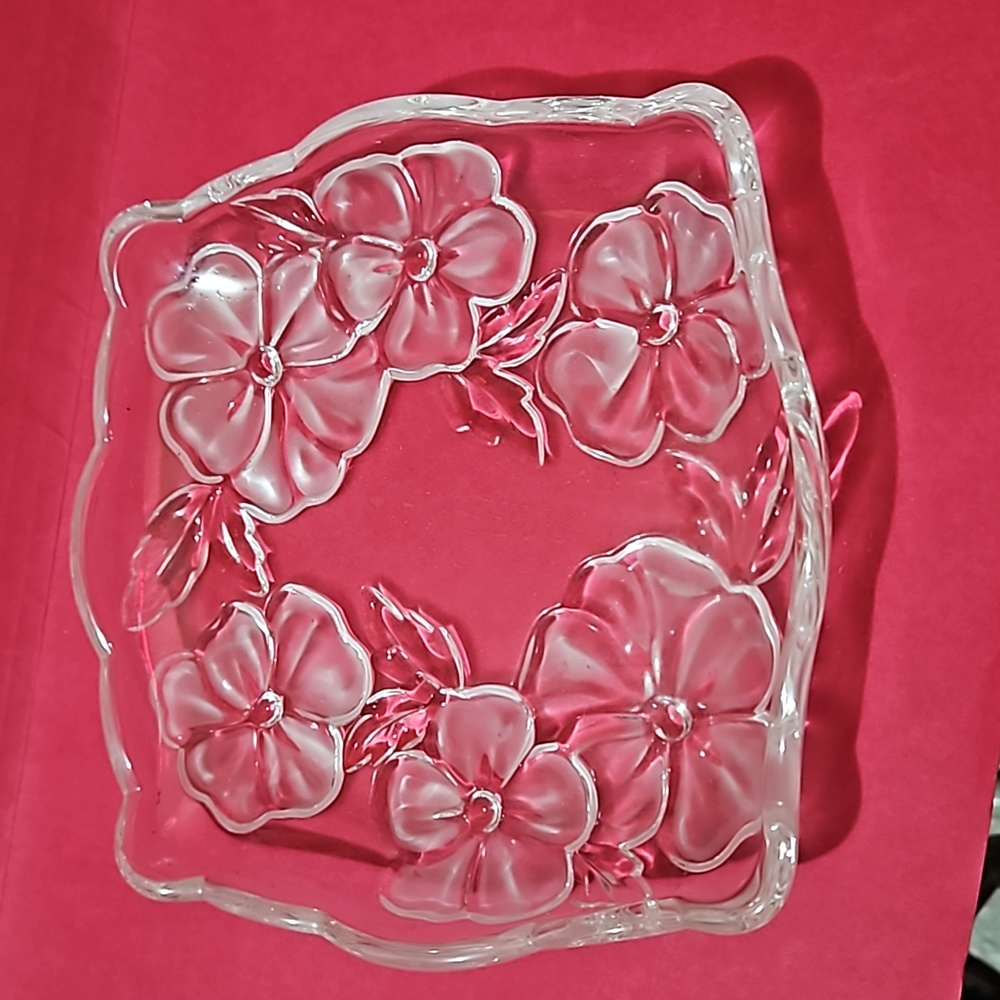 Dish Original Walther-Glas 6.75" Square "Flower Fancies
